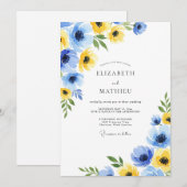 爽やかな春の結婚式 Azure Yellow Flourishing Spring Wedding 招待状 (正面/裏面)