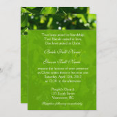 爽やかな春、サマーグリーン葉クリスチャン 招待状 (正面/裏面)