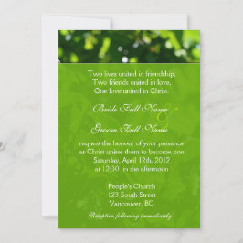 爽やかな春、サマーグリーン葉クリスチャン 招待状