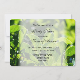 爽やかな春、夏の緑葉のパーティー 招待状