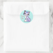爽やかな水色にキュートな子猫のThank You ラウンドシール (バッグ)