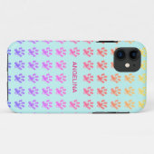 爽やかな水色のカラフルな肉球 Case-Mate iPhoneケース (裏面(横))