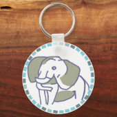 爽やかな水色タイル&青い象 キーホルダー (正面)