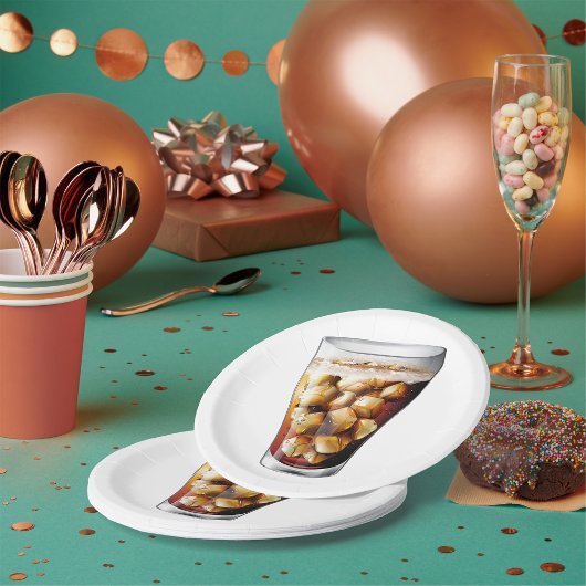 爽やかな氷と冷たいソーダの泡 ペーパープレート