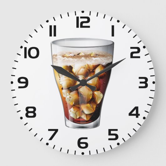 爽やかな氷と冷たいソーダの泡 ラージ壁時計 (正面)