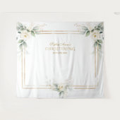 爽やかな緑と白い花の写真小道具 洗礼式 タペストリー (正面(横))