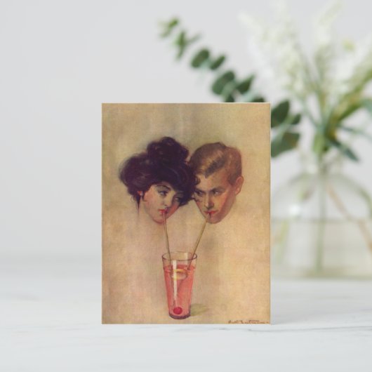 爽やかな若いカップル付きヴィンテージはがき ポストカード (スタンド正面)