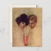 爽やかな若いカップル付きヴィンテージはがき ポストカード (正面/裏面)