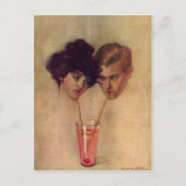 爽やかな若いカップル付きヴィンテージはがき ポストカード (正面)