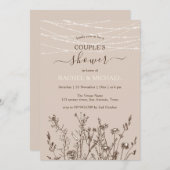 爽やかな野生のハーブ自然フローラカップルのシャワー 招待状 (正面/裏面)