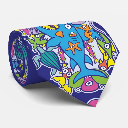 爽楽しむやかな夏のサーフィンは大きな波 ネクタイ (ロール)