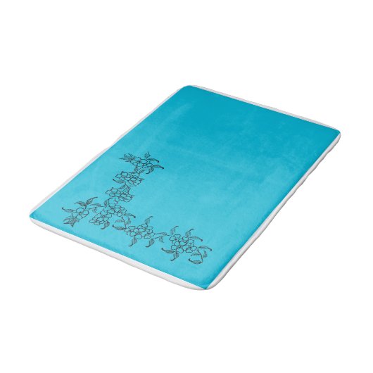 片側縁どデザインバスマット（青） バスマット (アングル)