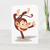 片手に猿のグリーティングカード カード (正面)
