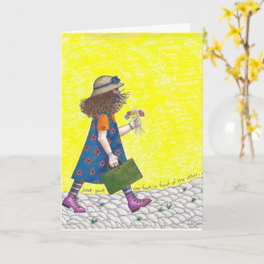 片方の足を他方の前に置く カード (黄色い花)