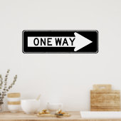 片方向矢印（右）ハイウェイ記号 ポスター (キッチン)