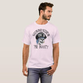 片目の海賊スカルと石骨 Tシャツ (正面フル)