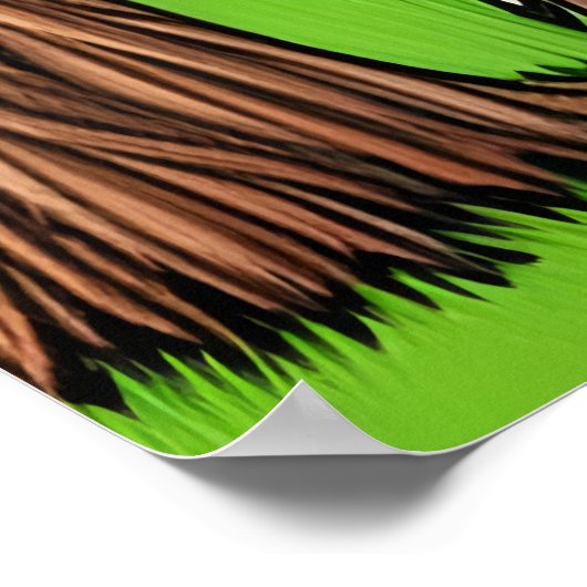 片目の緑のファンタジー獣のポートレート | AI Art ポスター (角)