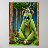 片目の緑のファンタジー獣のポートレート | AI Art ポスター (正面)