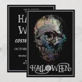片目ドクロ ハロウィン 仮装パーティー 招待状 (正面/裏面)