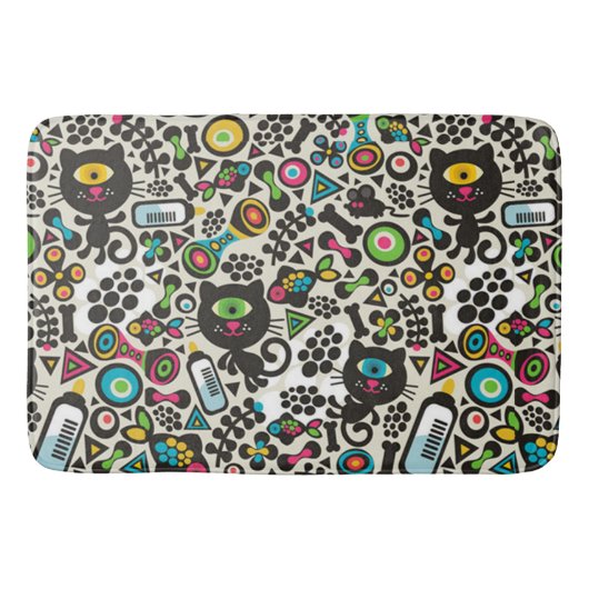 片目黒猫 バスマット (正面)