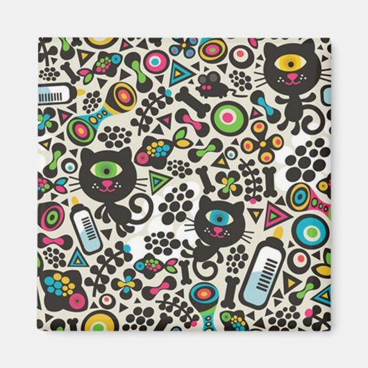 片目黒猫 マグネット (正面)