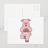 片足でヨガの豚 ポストカード (正面/裏面)