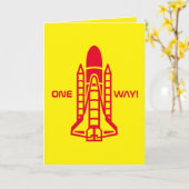 片道だ!宇宙シャトル、宇宙船 カード (黄色い花)