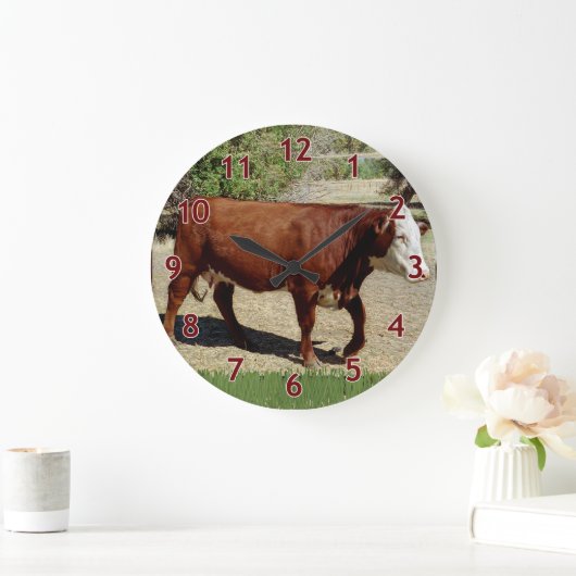 片雌牛 ラージ壁時計 (ホーム)