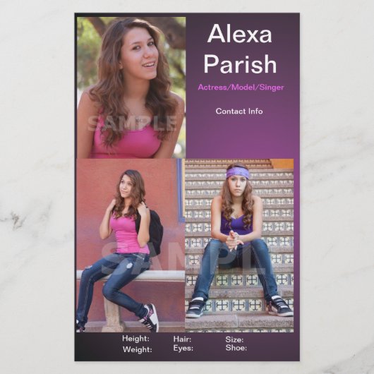 片面ヘッドショットコンポーネントカードモデル/アクターテンプレート チラシ (正面)