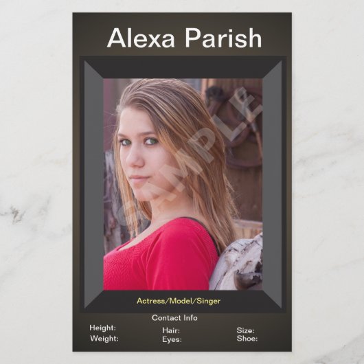 片面モデルヘッドショットコンポジット/Zedカード チラシ (正面)