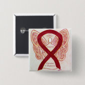 片頭痛と頭痛の認識度リボンエンジェルピン 缶バッジ (正面&裏面)