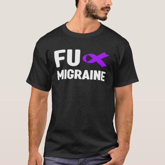 片頭痛啓発Tシャツ - 偏頭痛 頭痛 A Tシャツ (正面)
