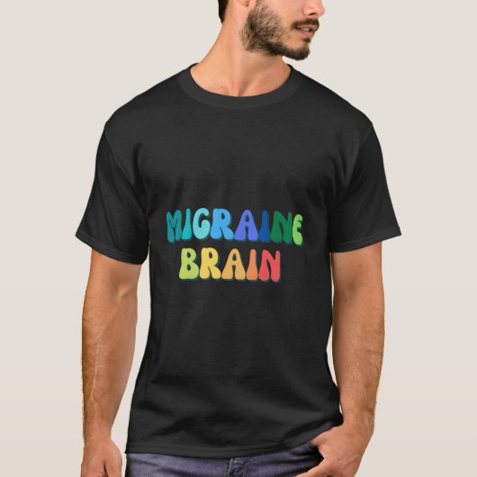 片頭痛性脳の頭痛認識度虹色 Tシャツ (正面)