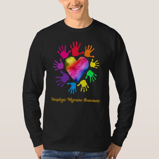 片頭痛認識度ハンズヘミプレジックMig Tシャツ (正面)