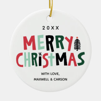 版れんがの木のクリスマスのカスタムなオーナメント セラミックオーナメント