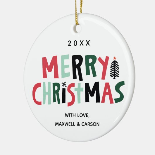 版れんがの木のクリスマスのカスタムなオーナメント セラミックオーナメント (左)