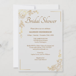 版木、銅版、版画ゴールデン結婚フローラブライダルシャワー 招待状
