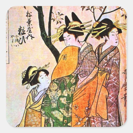 版木、銅版、版画日本のスリーゲイシャ1911 スクエアシール (正面)