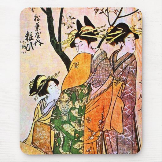 版木、銅版、版画日本のスリーゲイシャ1911 マウスパッド (正面)