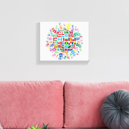 版画のある世界のカラフル国旗 キャンバスプリント (インサイチュ (リビング))