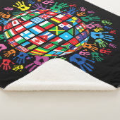 版画のある世界のカラフル国旗 シェルパブランケット (3/4)