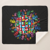 版画のある世界のカラフル国旗 シェルパブランケット (正面(横))