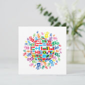 版画のある世界のカラフル国旗 招待状 (スタンド正面)