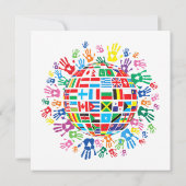 版画のある世界のカラフル国旗 招待状 (裏面)