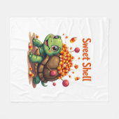 牙のあるカメ フリースブランケット (正面(横))