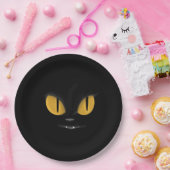 牙のある可愛いいたずらっぽい黒猫 ペーパープレート (パーティー)
