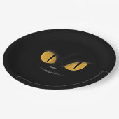 牙のある可愛いいたずらっぽい黒猫 ペーパープレート (アングル)