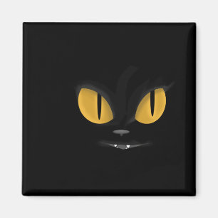 牙のある可愛いいたずらっぽい黒猫 マグネット
