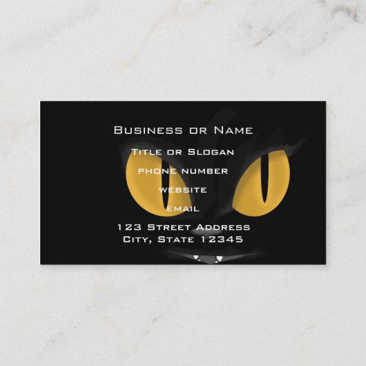 牙のある可愛いいたずらっぽい黒猫 名刺 (裏面)