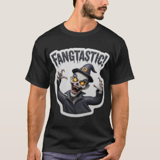 牙のある喜びに満ちたカートゥーンゾンビキャラ F Tシャツ